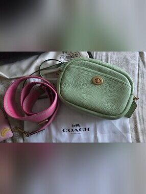 Coach Pebbled Leather Camera Bag in Pistachio